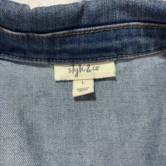 Style & Co. Daisy Blue Denim Stretch Jacket Size Large L - Picture 4 of 6